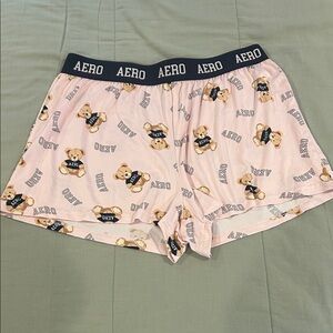 Aeropostale Pink Teddy-Print Athletic Lounge Shorts